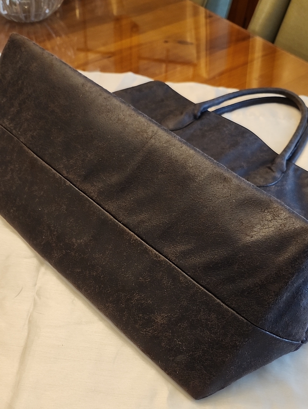 Hand Crafted Embroidered Brown Faux Leather Bohemian Style Large Tote Bag, $35 - Picture 6 of 11